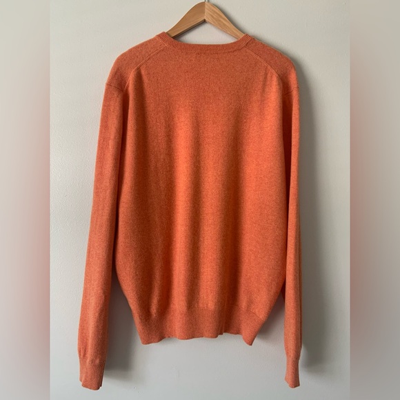 Neiman Marcus Men's Cashmere Sweater V-neck Heathered Orange Sz L - Picture 4 of 10